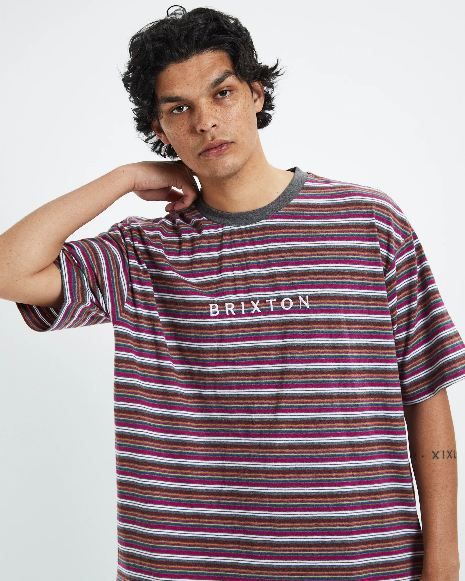 BRIXTON HILT BOXY ALPHA LINE TEE - Viva Stripe - Image 5