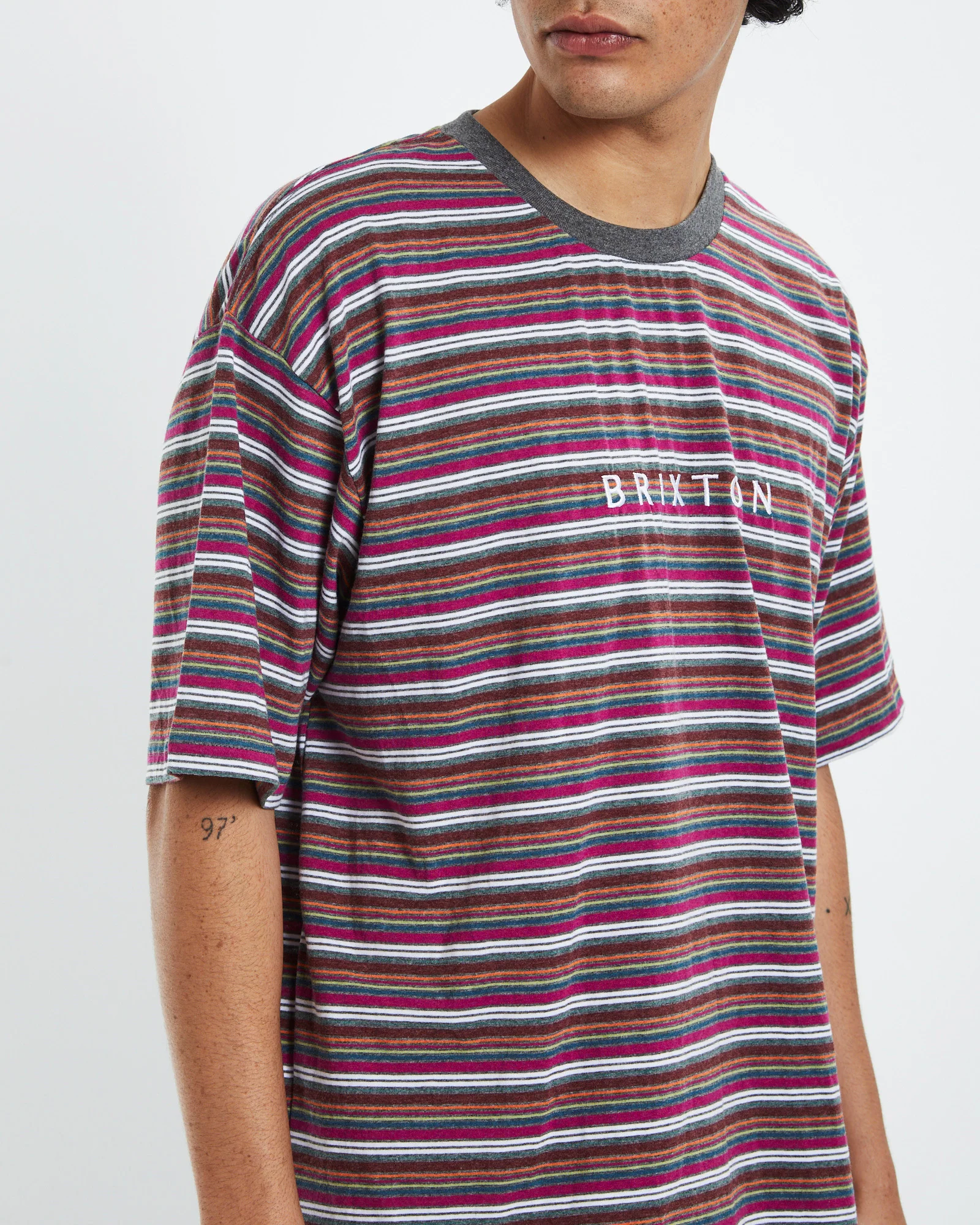BRIXTON HILT BOXY ALPHA LINE TEE - Viva Stripe - Image 6