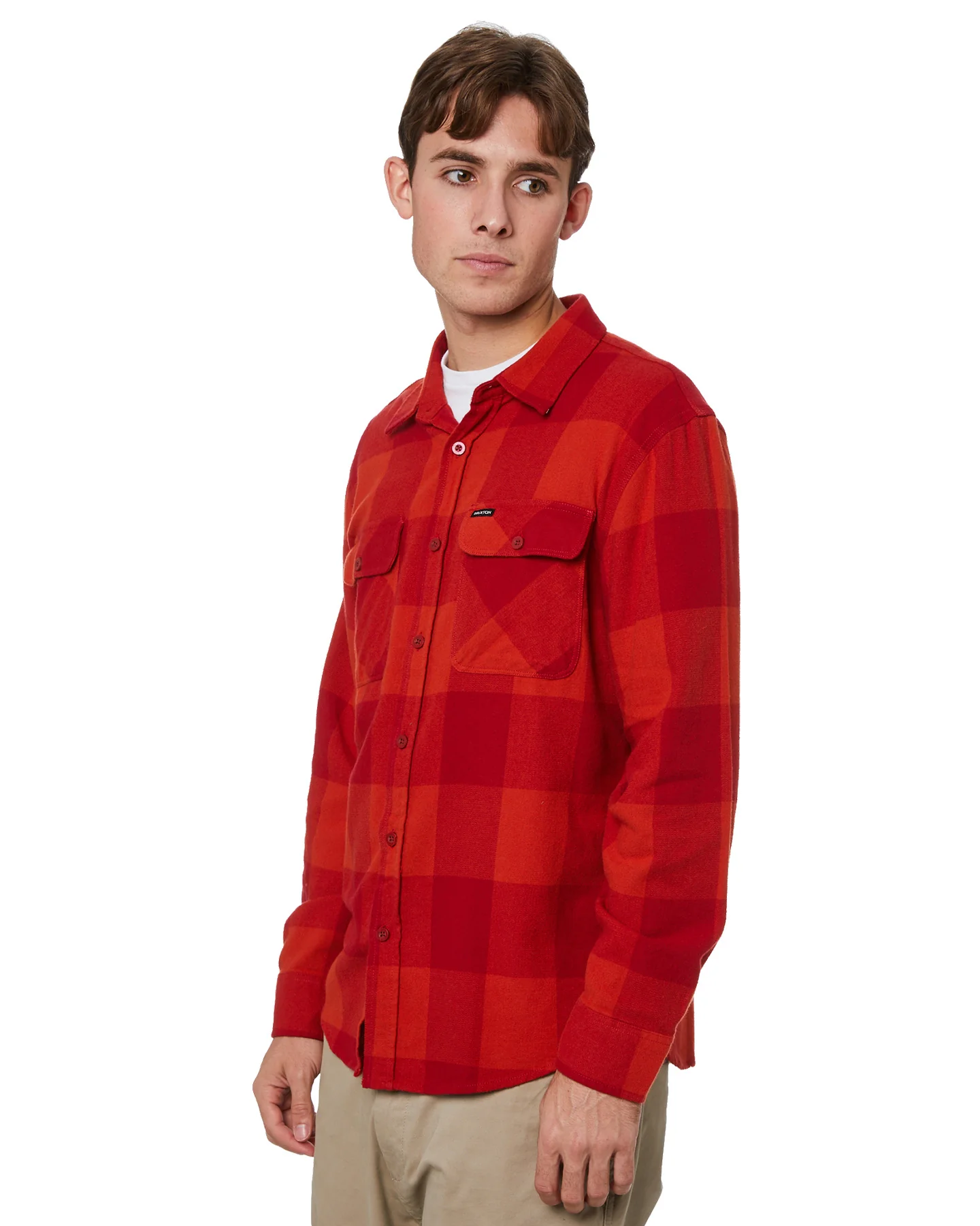BRIXTON LW BOWERY LS FLANNEL SHIRT - Crimson/Aurora Red - Image 3
