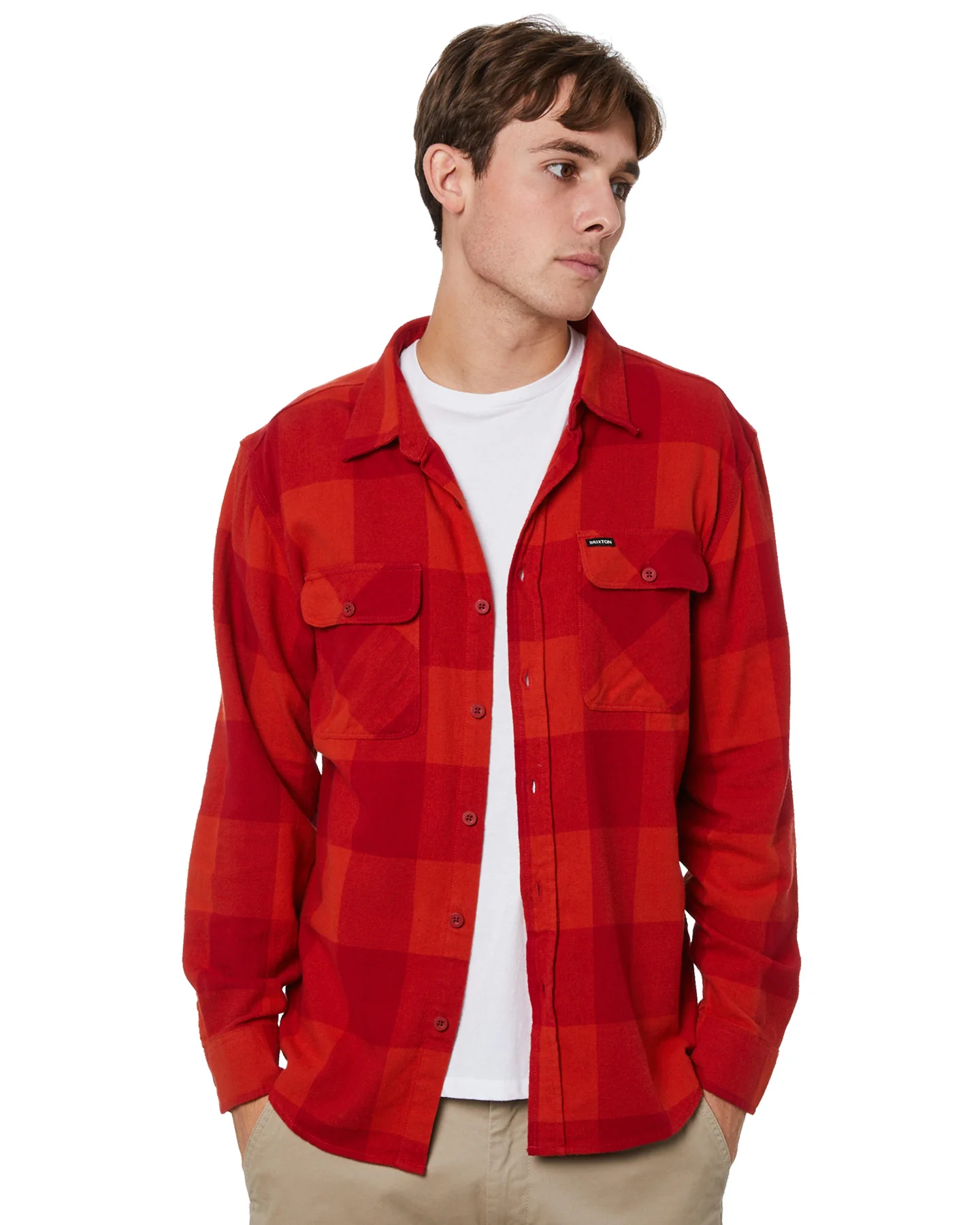 BRIXTON LW BOWERY LS FLANNEL SHIRT - Crimson/Aurora Red - Image 4