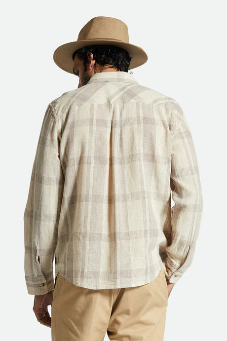 BRIXTON MEMPHIS LINEN BLEND L/S SHIRT - Whitecap/Cinder Grey - Image 2