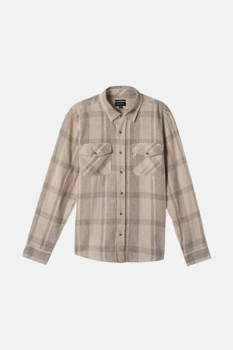 BRIXTON MEMPHIS LINEN BLEND L/S SHIRT - Whitecap/Cinder Grey - Image 3