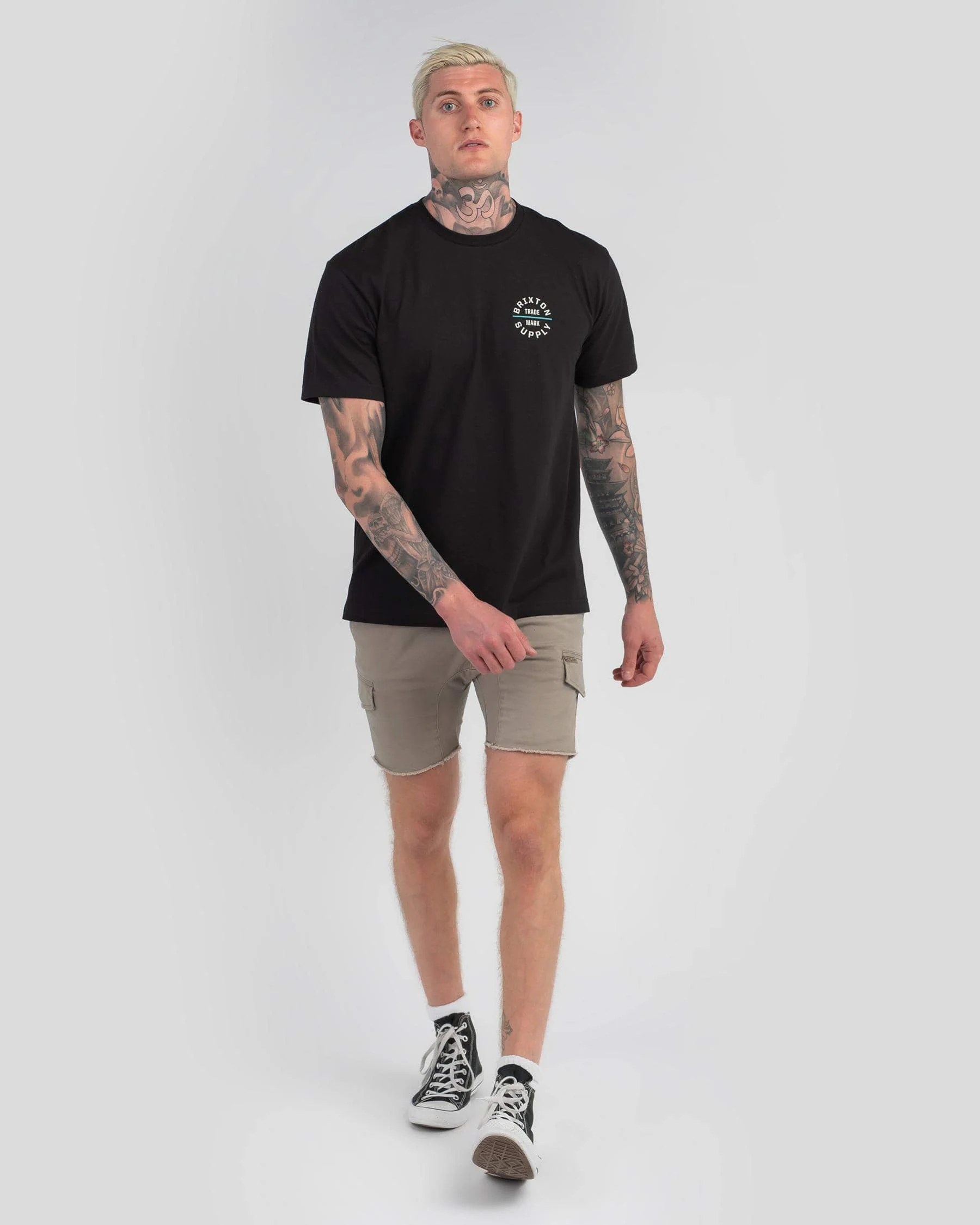 BRIXTON Oath V Tee - Black/Cream