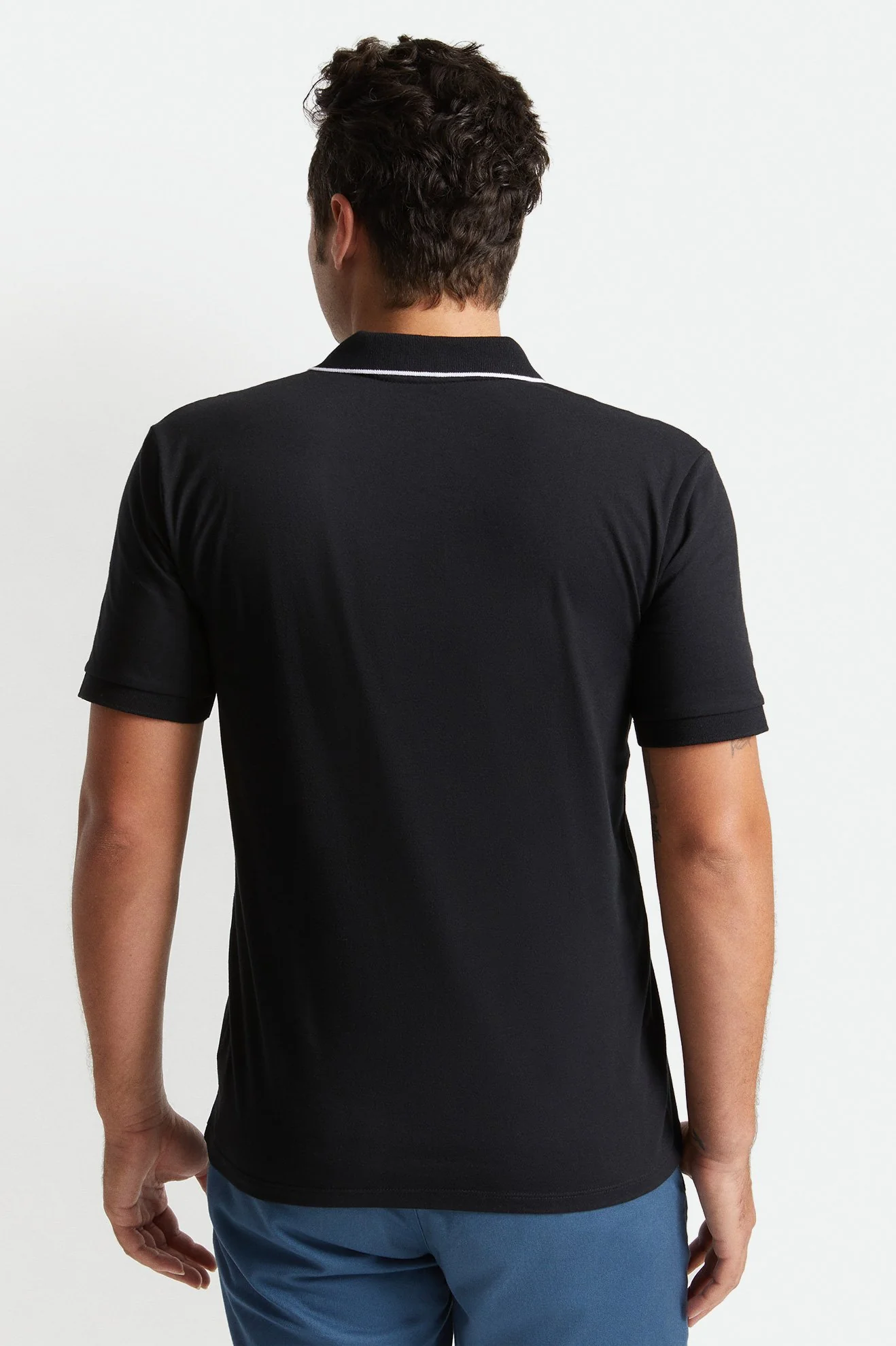 BRIXTON Proper S/S Jersey Polo Knit - Black/White - Image 4