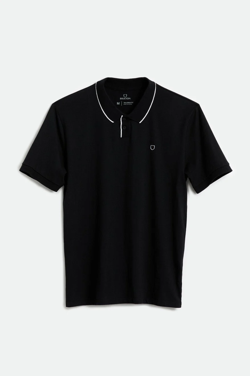 BRIXTON Proper S/S Jersey Polo Knit - Black/White - Image 6