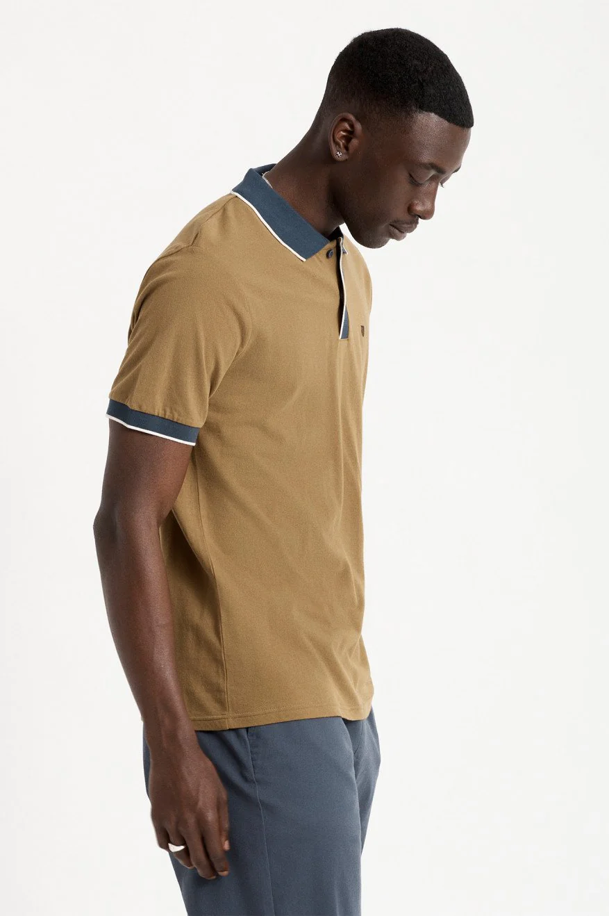 BRIXTON Proper S/S Polo Knit - Olive/Washed Navy - Image 2