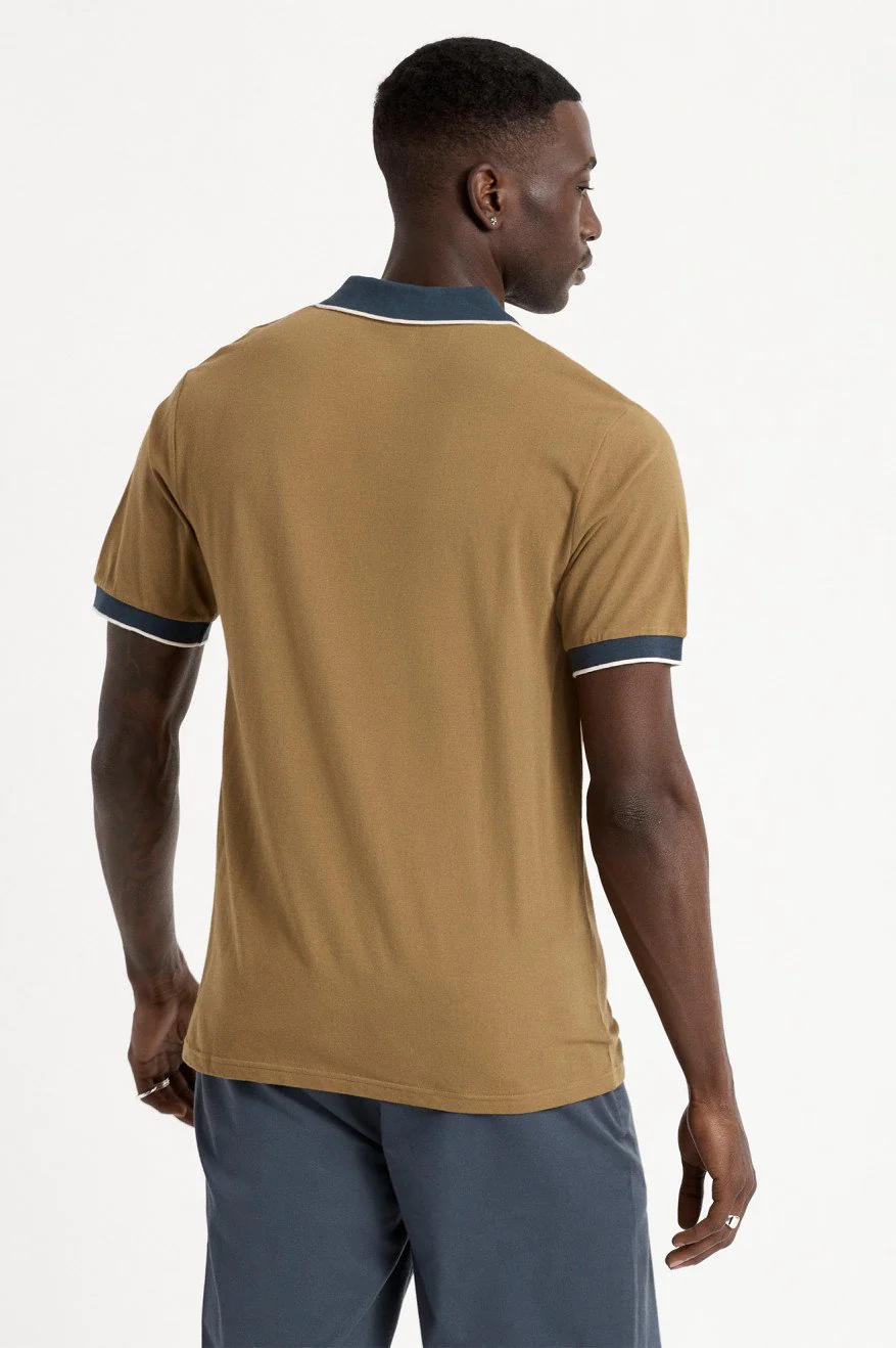 BRIXTON Proper S/S Polo Knit - Olive/Washed Navy - Image 3