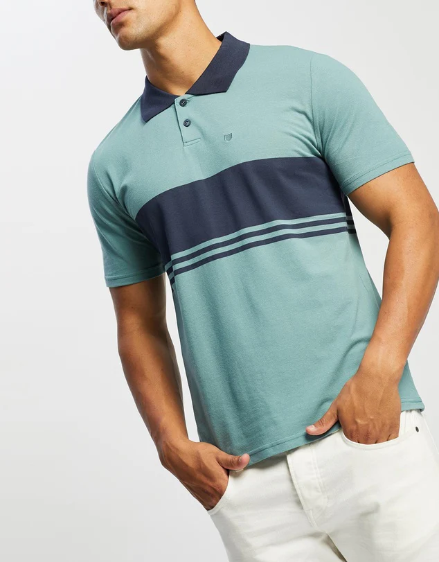BRIXTON Shield Stripe X Knit SS Polo - Ocean/Washed Navy - Image 2