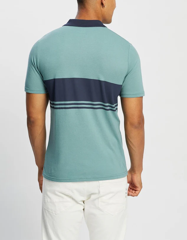 BRIXTON Shield Stripe X Knit SS Polo - Ocean/Washed Navy - Image 5