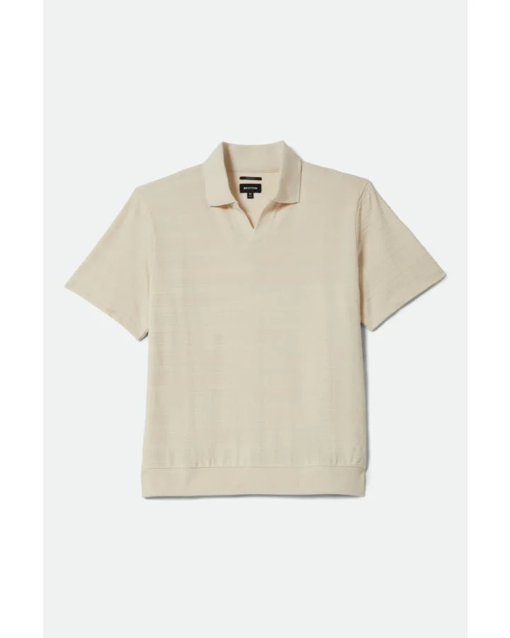 BRIXTON Theo Jacquard S/S Polo - Cream - Image 2