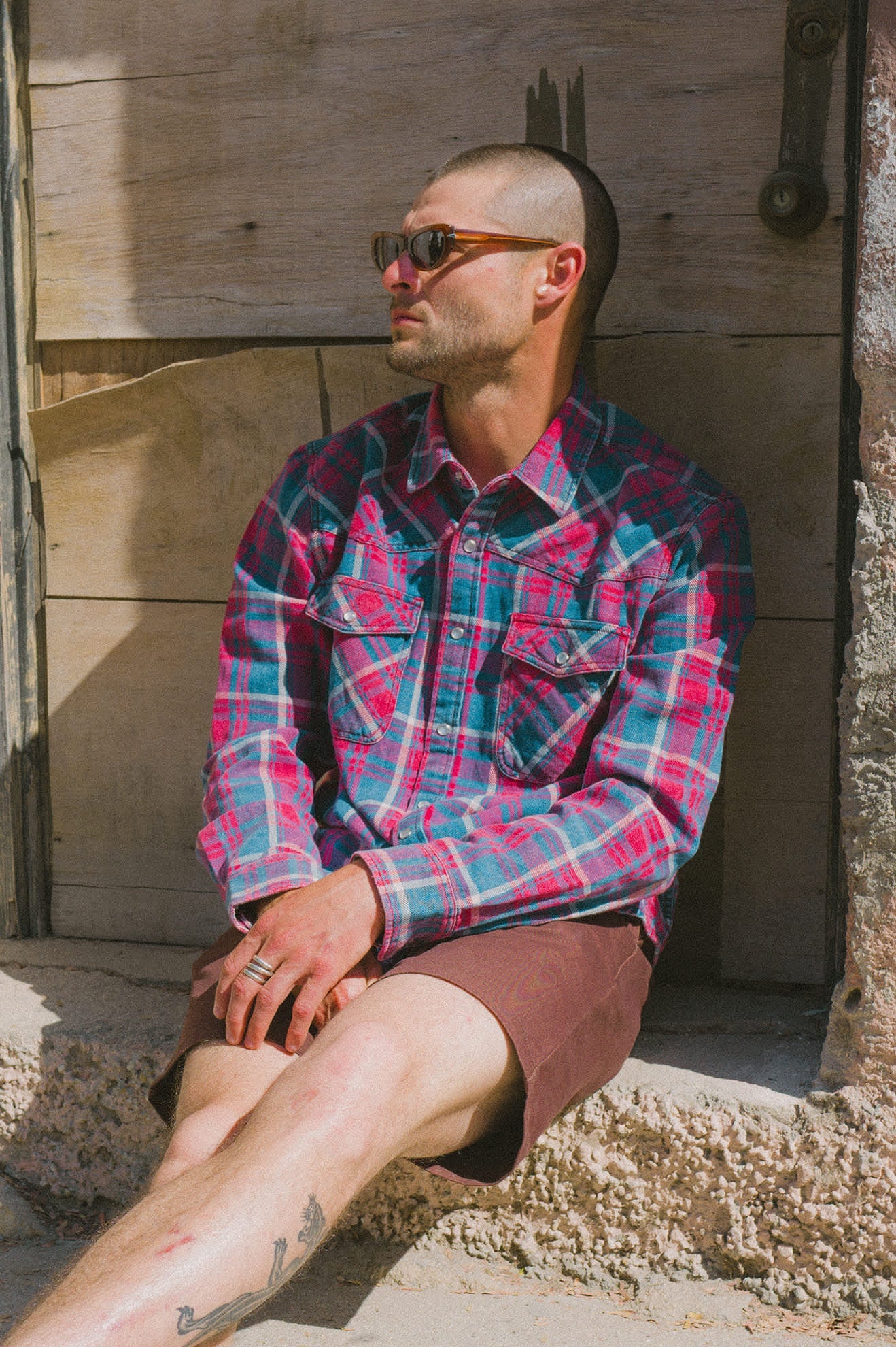 BRIXTON Waylon Lightweight Overshirt - Denim Plaid - Image 2