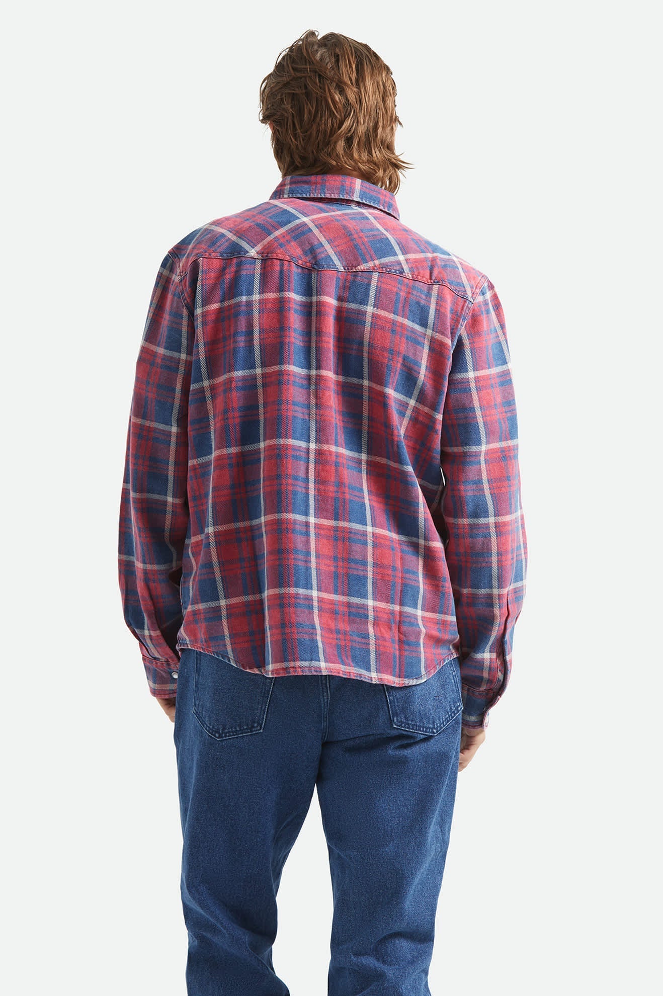 BRIXTON Waylon Lightweight Overshirt - Denim Plaid - Image 5