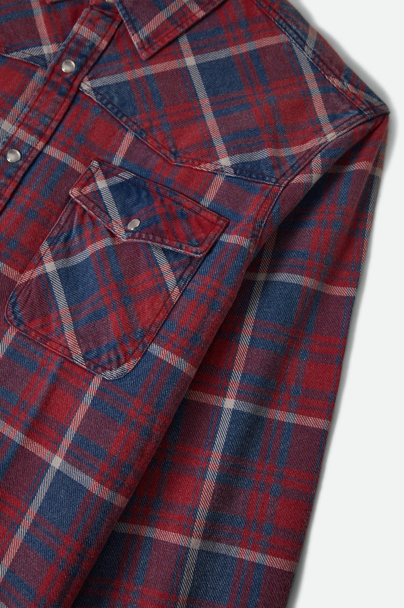 BRIXTON Waylon Lightweight Overshirt - Denim Plaid - Image 8