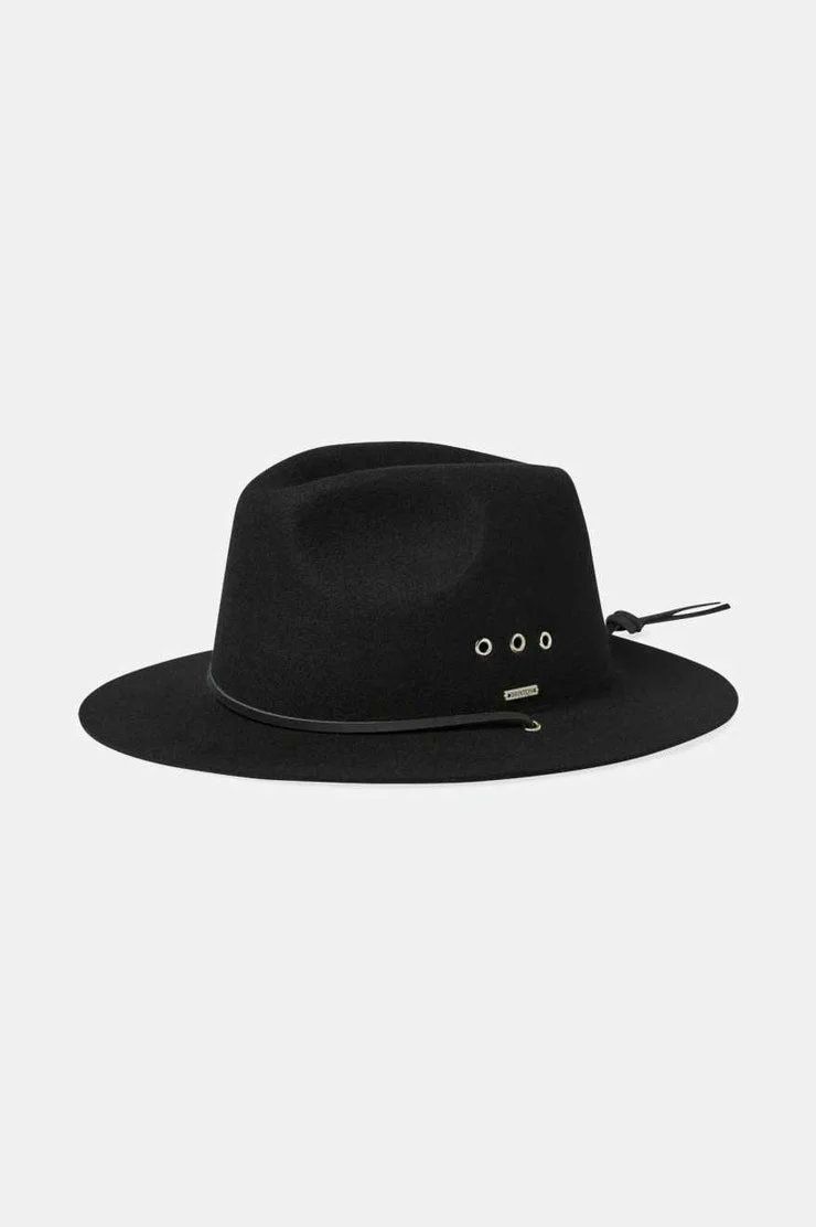 BRIXTON Wesley Weather Guard Packable Fedora - Black/Black - Image 2