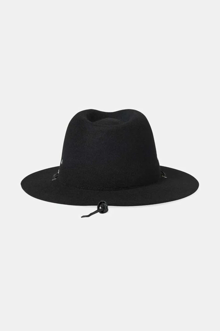 BRIXTON Wesley Weather Guard Packable Fedora - Black/Black - Image 3