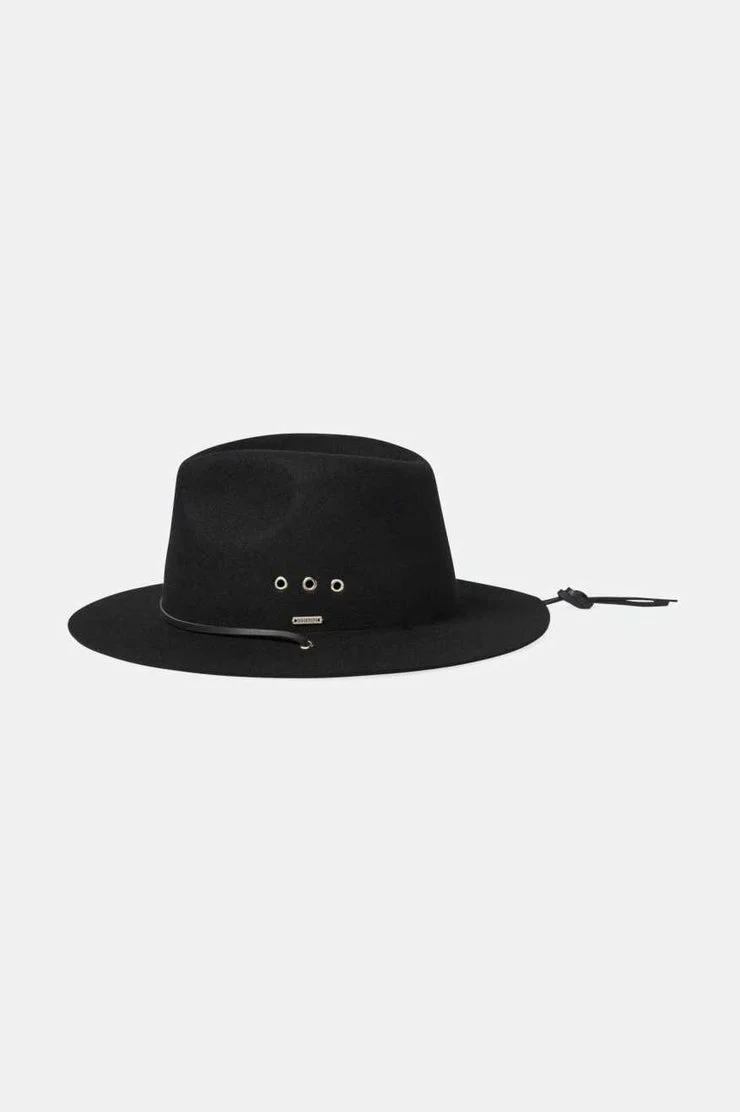 BRIXTON Wesley Weather Guard Packable Fedora - Black/Black - Image 4