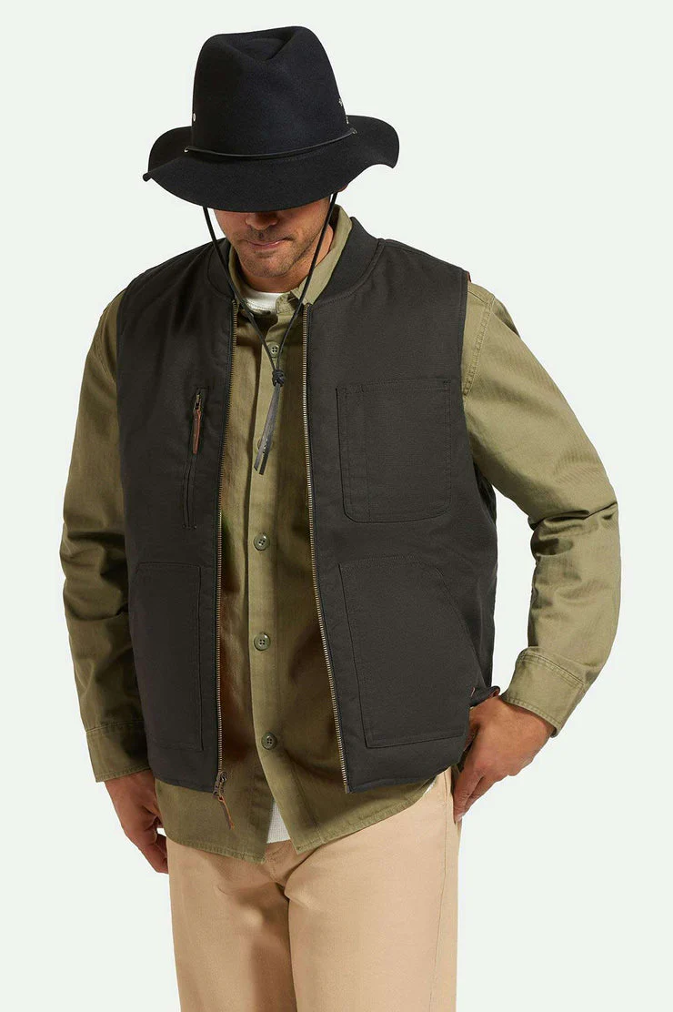 BRIXTON Wesley Weather Guard Packable Fedora - Black/Black - Image 6