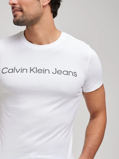 CALVIN KLEIN Core Institutional Logo 127847 Slim Tee - Bright White - Image 3