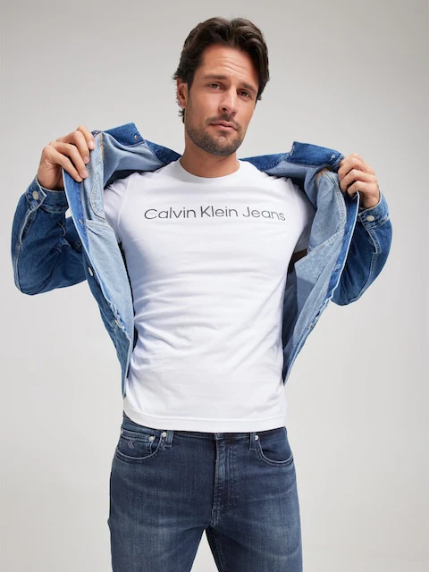 CALVIN KLEIN Core Institutional Logo 127847 Slim Tee - Bright White - Image 4