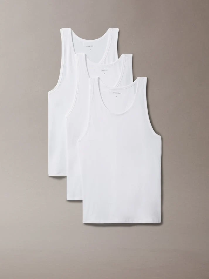 CALVIN KLEIN Cotton Stretch Blend 3-Pack Tank Tops - White - Image 2