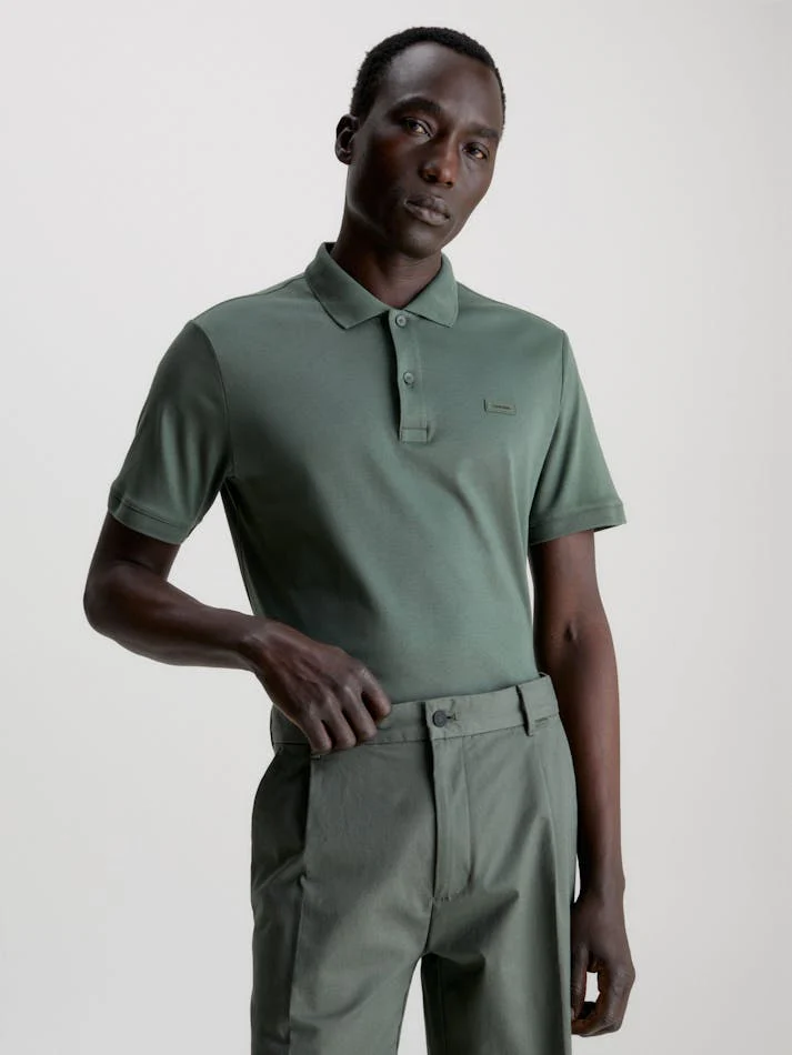 CALVIN KLEIN K10K111657 Slim Smooth Cotton Polo Shirt - Thyme