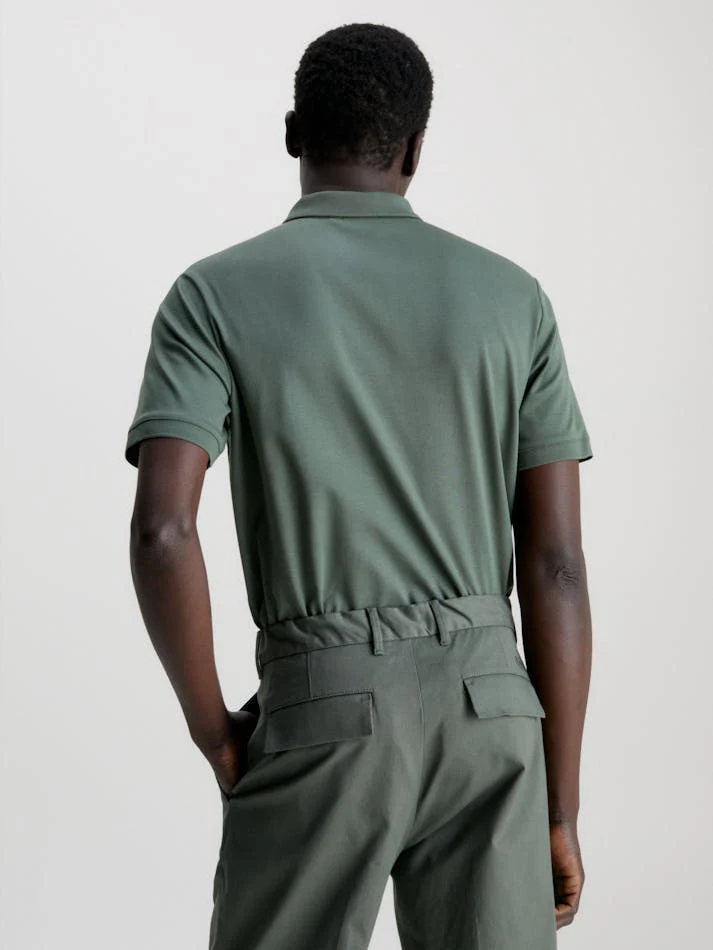 CALVIN KLEIN K10K111657 Slim Smooth Cotton Polo Shirt - Thyme - Image 2