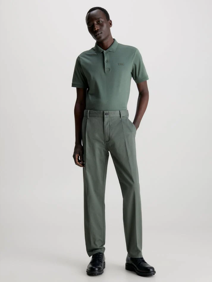 CALVIN KLEIN K10K111657 Slim Smooth Cotton Polo Shirt - Thyme - Image 4