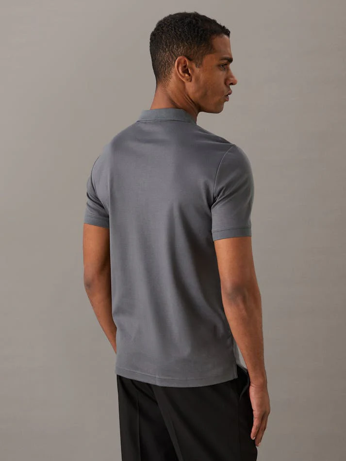 CALVIN KLEIN K10K111657 Slim Smooth Cotton Polo Shirt - Iron Gate - Image 3