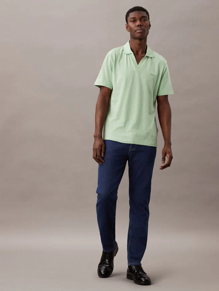 CALVIN KLEIN K10K112959 Cotton Linen Polo Shirt - Quiet Green