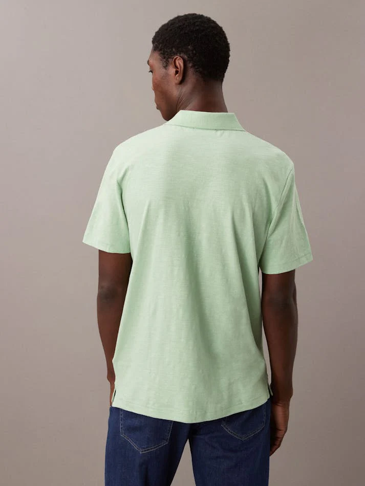 CALVIN KLEIN K10K112959 Cotton Linen Polo Shirt - Quiet Green - Image 4