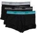 CALVIN KLEIN Micro Plus Stretch 3 Pack Low Rise Trunks - Black W/ Wolf Grey Wb/ Black - Image 2