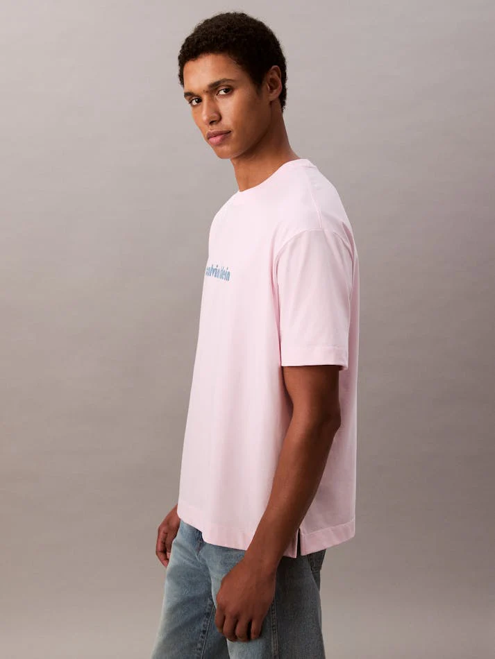 CALVIN KLEIN Round Logo Graphic Relaxed T-Shirt - Tender Touch - Image 4