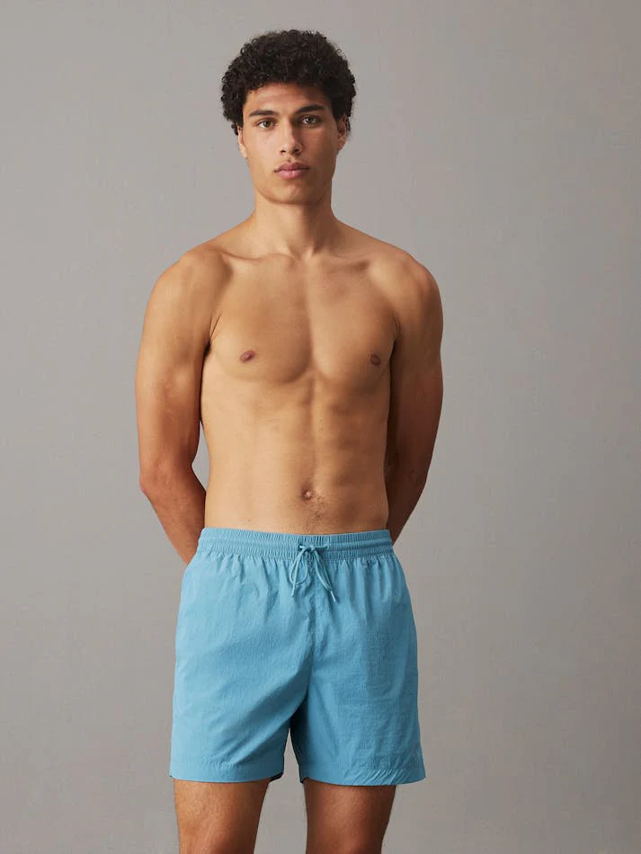 CALVIN KLIEN Monogram Medium Drawstring Swim Shorts - Adriatic Blue - Image 2