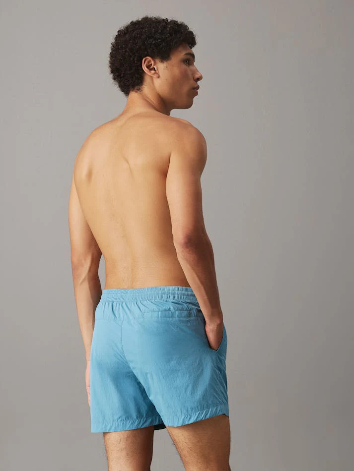 CALVIN KLIEN Monogram Medium Drawstring Swim Shorts - Adriatic Blue - Image 3
