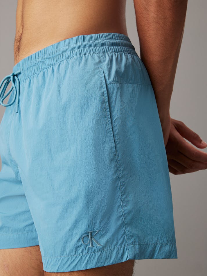 CALVIN KLIEN Monogram Medium Drawstring Swim Shorts - Adriatic Blue - Image 4
