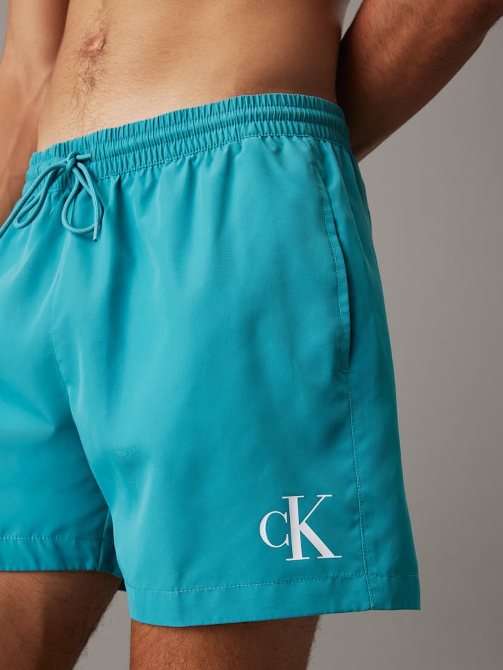 CALVIN KLIEN KM0KM01161 Monogram Medium Drawstring Swim Shorts -  HAZY TEAL - Image 4
