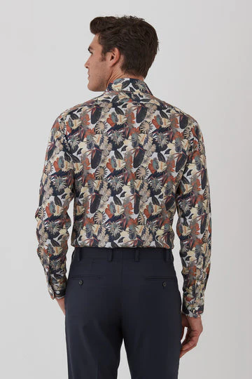 CAMBRIDGE Parkdale FCU332 L/S Floral Print Shirt - Denim - Image 3