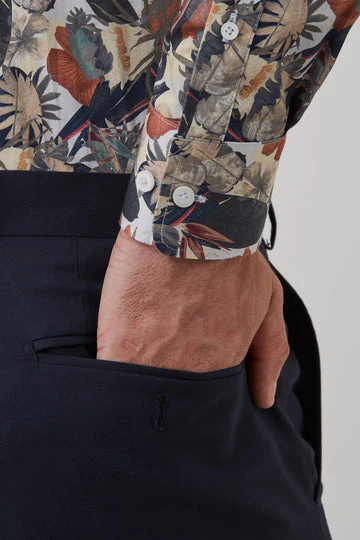 CAMBRIDGE Parkdale FCU332 L/S Floral Print Shirt - Denim - Image 4