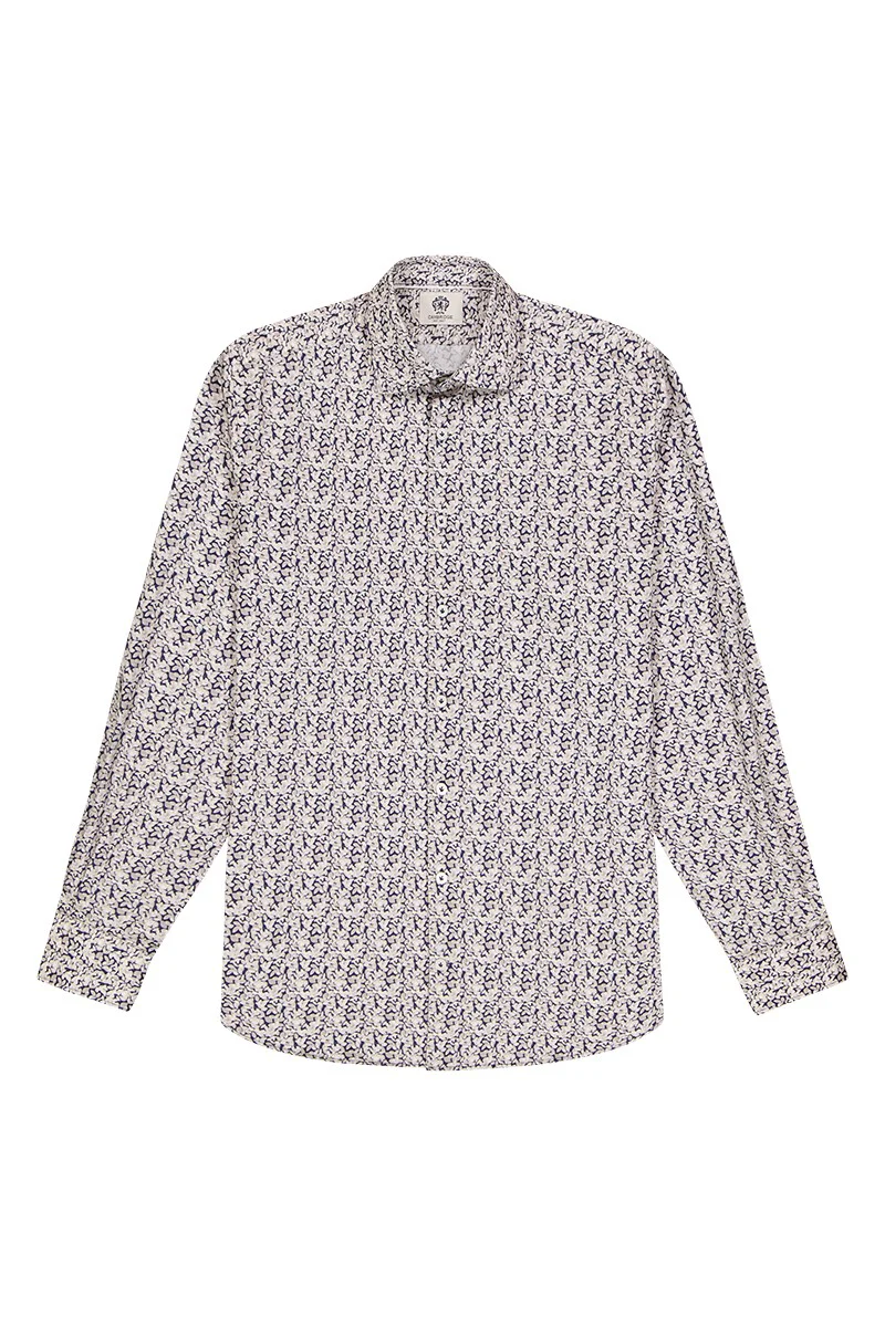 CAMBRIDGE Parkdale FCU334 L/S Floral Print Shirt - Taupe - Image 4