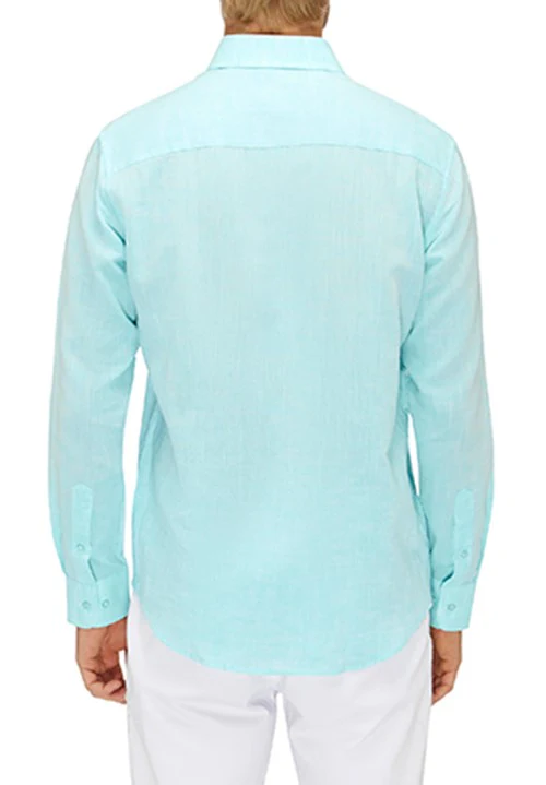 CITY CLUB FLP025 RESORT L/S Linen Shirt - Aqua - Image 2