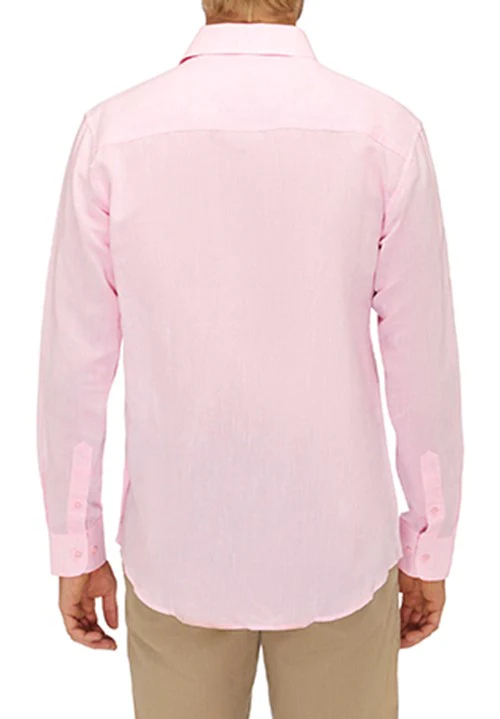 CITY CLUB FLP025 RESORT L/S Linen Shirt - Pink - Image 2