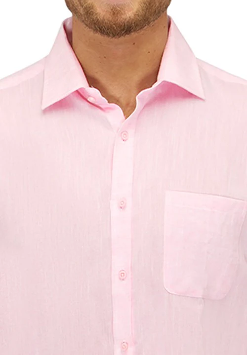 CITY CLUB FLP025 RESORT L/S Linen Shirt - Pink - Image 3