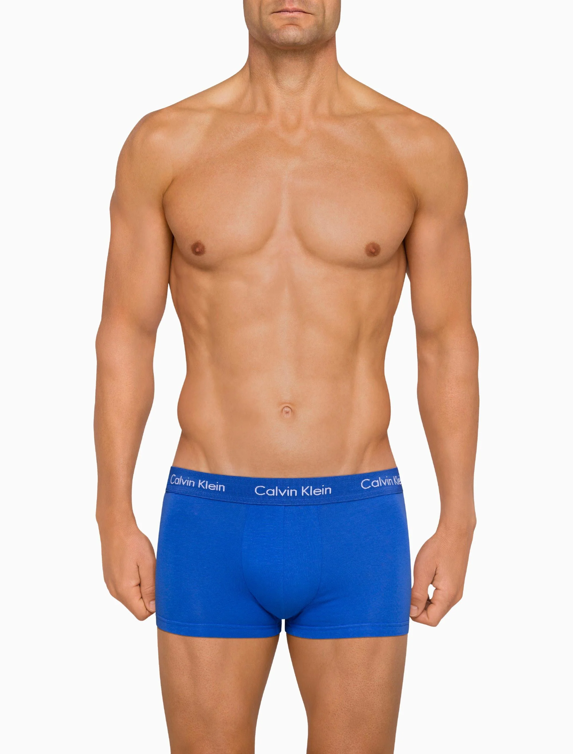 CK BU2664 COTTON STRETCH 3 PACK LOW RISE TRUNK - BLACK/BLUE SHADOW/COBALT BLUE - Image 3
