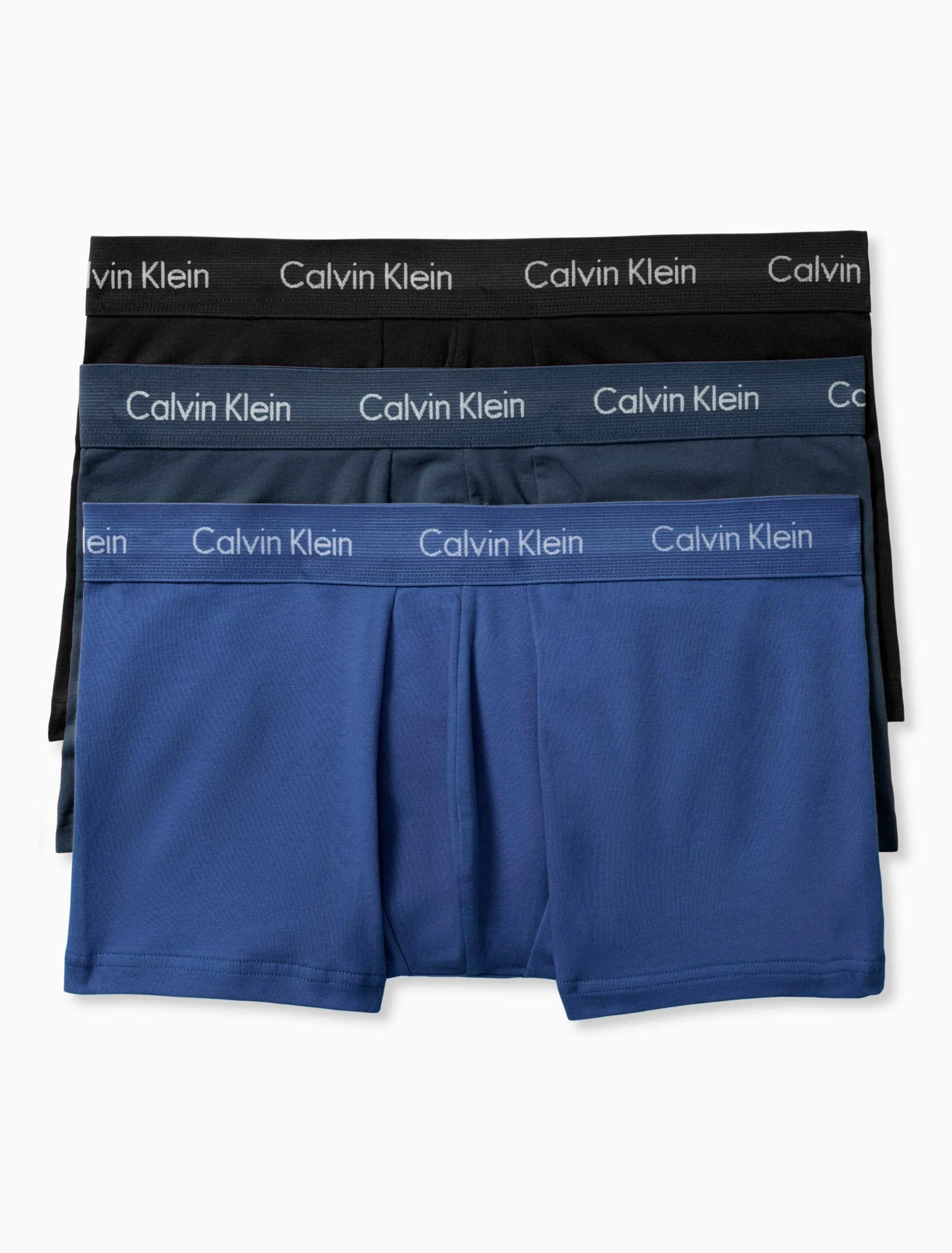 CK BU2664 COTTON STRETCH 3 PACK LOW RISE TRUNK - BLACK/BLUE SHADOW/COBALT BLUE - Image 4