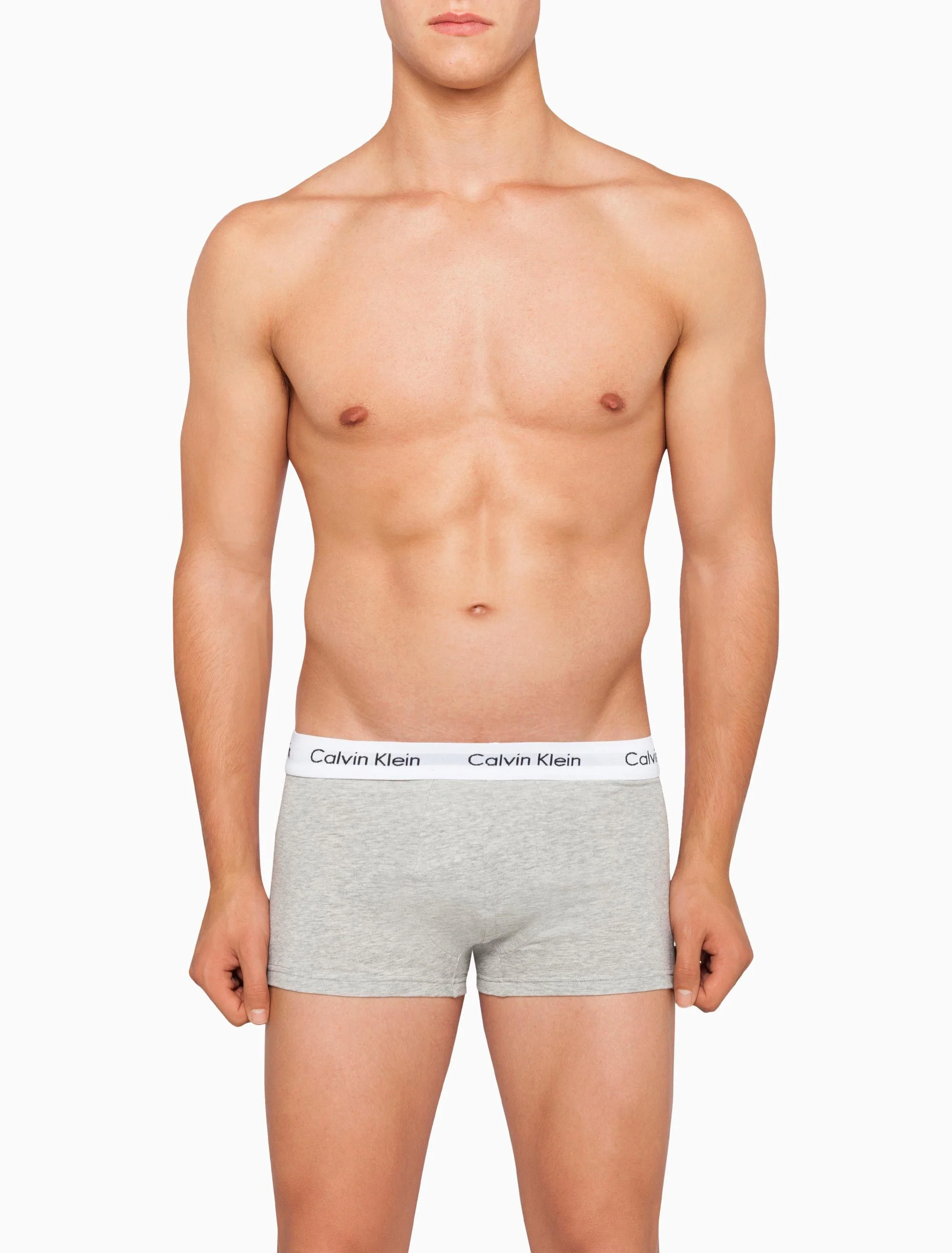 CK BU2664 COTTON STRETCH 3 PACK LOW RISE TRUNK - BLACK/WHITE/GREY - Image 3