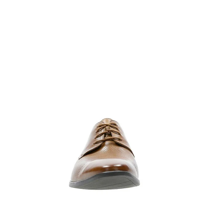 Clarks Bampton Cap Leather Shoe - Tan - Image 5