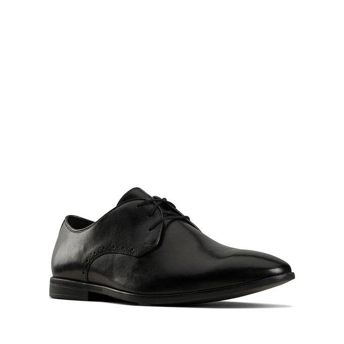 Clarks Bampton Park Leather Shoe - Black - Image 2