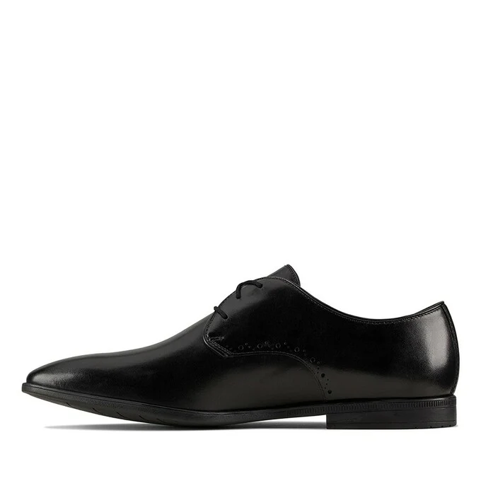 Clarks Bampton Park Leather Shoe - Black - Image 4