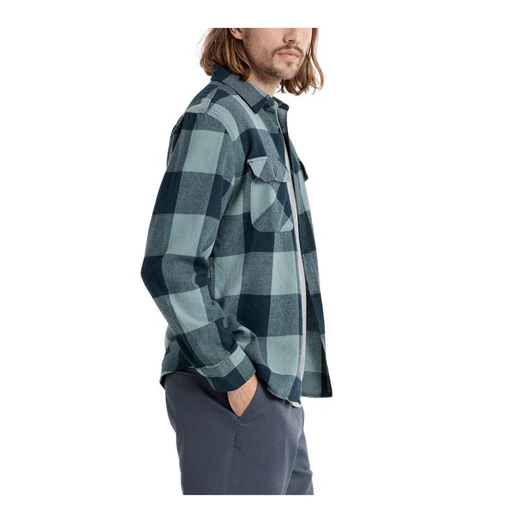BRIXTON BOWERY LIGHT WEIGHT L/S FLANNEL SHIRT - Washed Navy/Ocean - Image 2