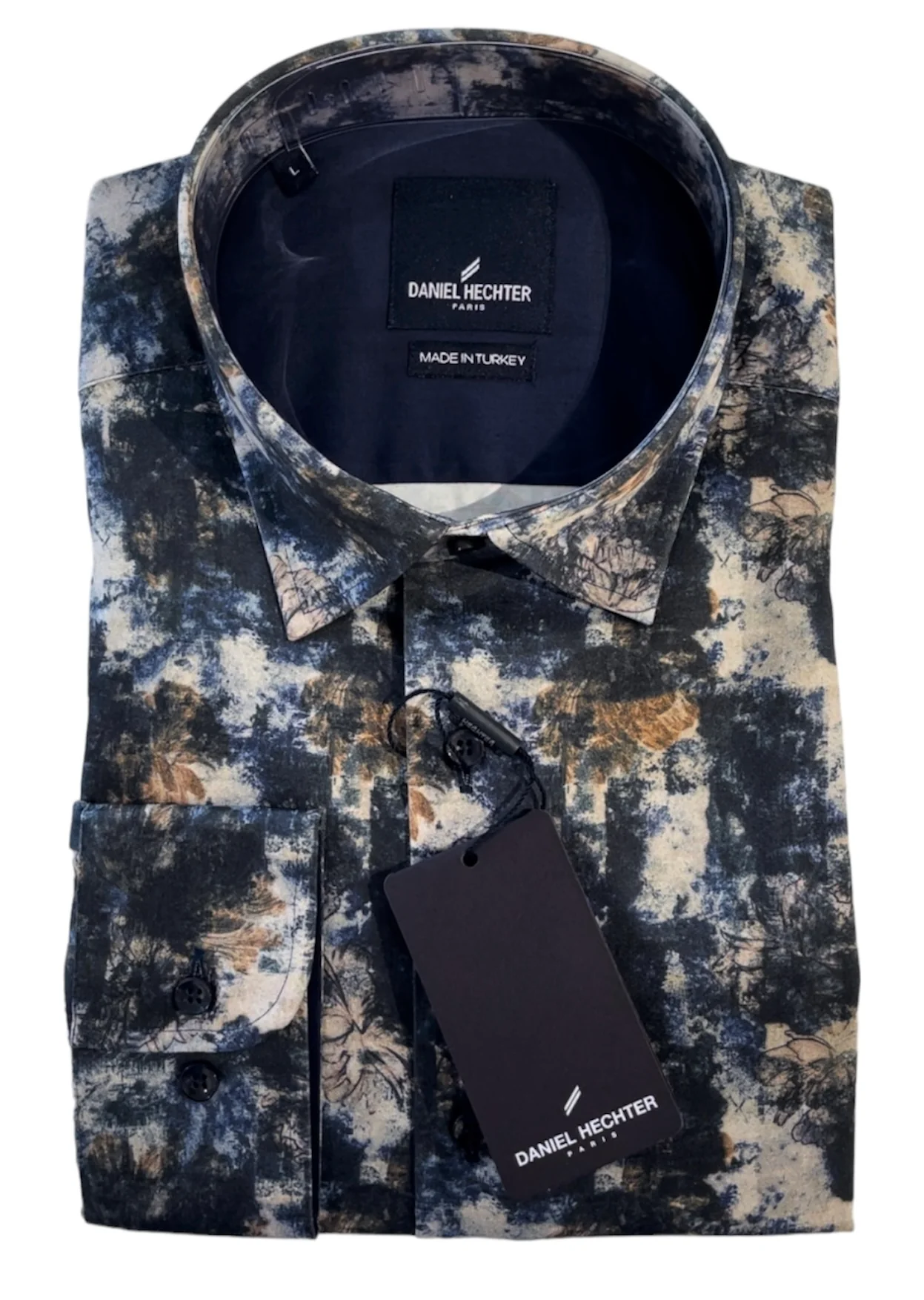 Daniel Hechter Vogue Long Sleeve Dress Shirt - Navy/Taupe - Image 2